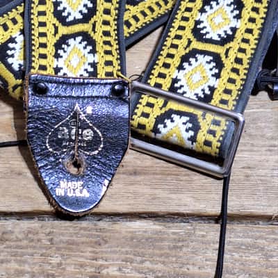 Vintage Original 1960's Ace Guitar Strap Woodstock Peace Love * Yellow Black White* image 1