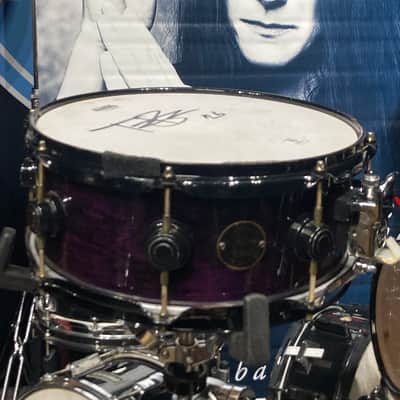 Terry Bozzio's DW - 5.5x13" Craviotto Solid Shell Snare Drum - Transparent Purple Lacquer - Autographed! image 17