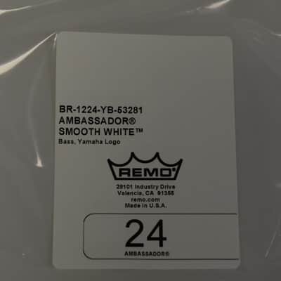 Remo Ambassador Smooth White Bass Drum Head 24" Yamaha Branded (New Open Box) image 2