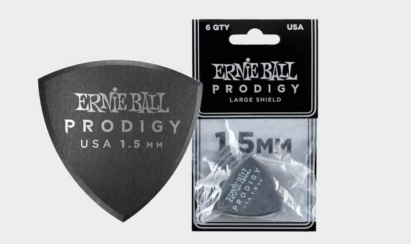 1.5mm Black Large Shield Prodigy Picks 6-Pack Precision Machined High-Density Non-Slip-Textured Delrin Sharp-Attack Design image 1