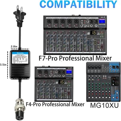 AC17VX2 600mA for Mixing Console Mixer Power Supply AC Adapter 3-Pin Connector Plug for Yamaha MG16/MG166CX/MG166C/F4/F7/6FX/MG82X,Connector Pedalboard Power Supply 17V 600mA,110V-120V Input US Plug image 3