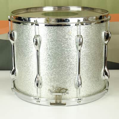 Slingerland 60s 12x15" Zoomatic Marching Snare Drum Silver Sparkle COB Brass Hoops image 3