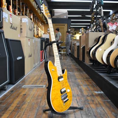 EVH Custom Shop Wolfgang HH FR Electric Guitar Trans Amber Quilt w/Hard Case image 5