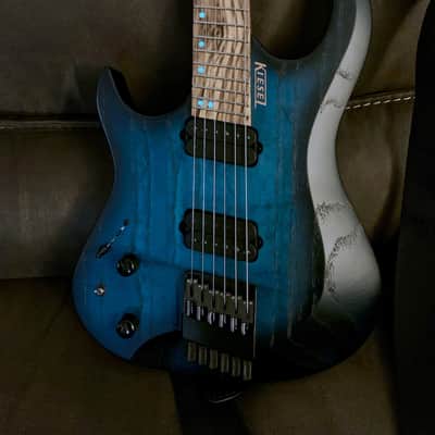 Kiesel OM6L 2018 - Aqua blue raw tone satin with black burst image 3