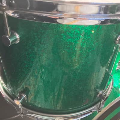 Frankie Banali's Quiet Riot, Canopus 4-Piece Set, 26", 18", 16", 14" , 6.5x14 Brass Snare. 2010 - Green Sparkle, Bonham Sizes! With Hardware and Frankie's Stick Bag! image 25