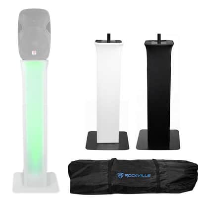 (2) Rockville RTP82W Totem Style DJ Speaker Stands w/White+White Scrims+(2) Bags image 1