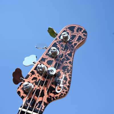 G&L USA Custom Shop LB-100 Sunset Coral Andromeda Crackle 4-String Electric Bass Guitar w/ Black Tolex Case (2025) image 7