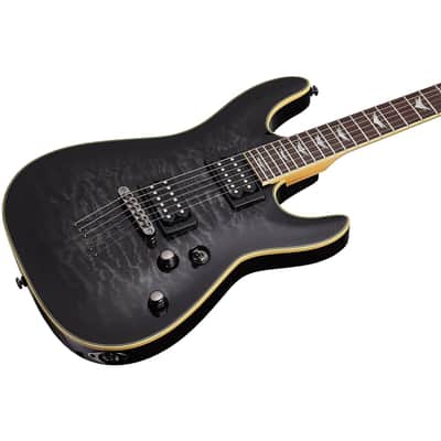Schecter Omen Extreme-6 Electric Guitar (See-Thru Black) Bundle with Ultimate Support Pro Guitar Stand, Guitar Strap and Classic Guitar Pick (10-Pack) image 6
