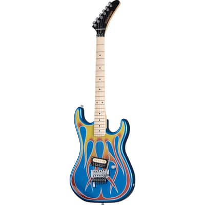 Kramer Baretta "Hot Rod" Blue Sparkle with Flames w/EVH D-Tuna image 3