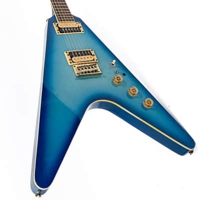 1980s Cort Flying V Electric Guitar – Blue Fade – Made in Korea image 11