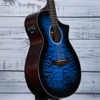 *DEMO* Ibanez AEWC16QA Acoustic Guitar | Transparent Blue Sunburst image 4
