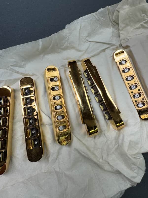 Gibson Three-point top adjust Tune-o-matic Bridge 1980's - GOLD image 1