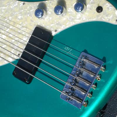 Pedulla USA Rapture RB 5 String Bass Metallic Teal Green with Original Case Bartolini image 11