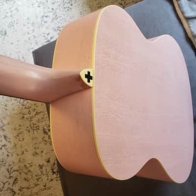 IBANEZ AV8CE-AFP | Full "Thermo Aged" Mahogany top sides & back | Antique Flamingo Pink | Serial No. 1X-01 CD191116747 image 9