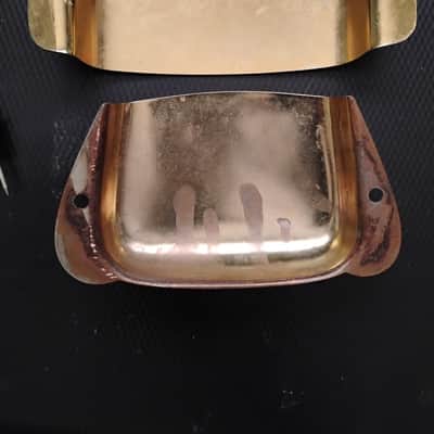 1970s-1984 Fender Precision Bass Gold Vintage Original Hardware Set USA - Pickup shield & Bridge Cover (Natural Relic) beautifully aged P-Bass Fullerton luthier parts for restoration project 80s image 2