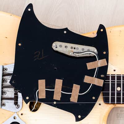 1966 Fender Musicmaster Offset Vintage Guitar Olympic White, Slab Brazilian Board w/ Case image 20