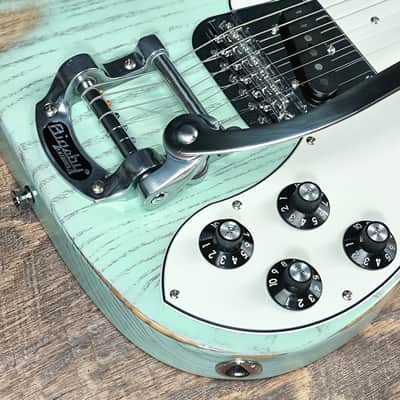 MyDream Partcaster Custom Built - Old Ash Surf Green Lollar Gold Foil image 5