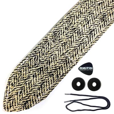 Tweed Pattern Premium Leather Guitar Strap-Black White Tweed Design Leather Guitar Strap -Leather Guitar Strap-Acoustic, Electric Bass Guitar image 1