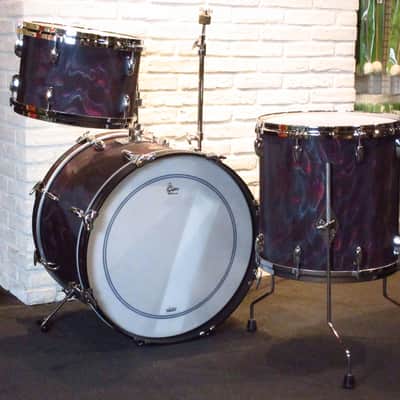 Gretsch USA Custom Series 3pc Drum Set 20" 12" 14" Peacock Satin Flame image 13