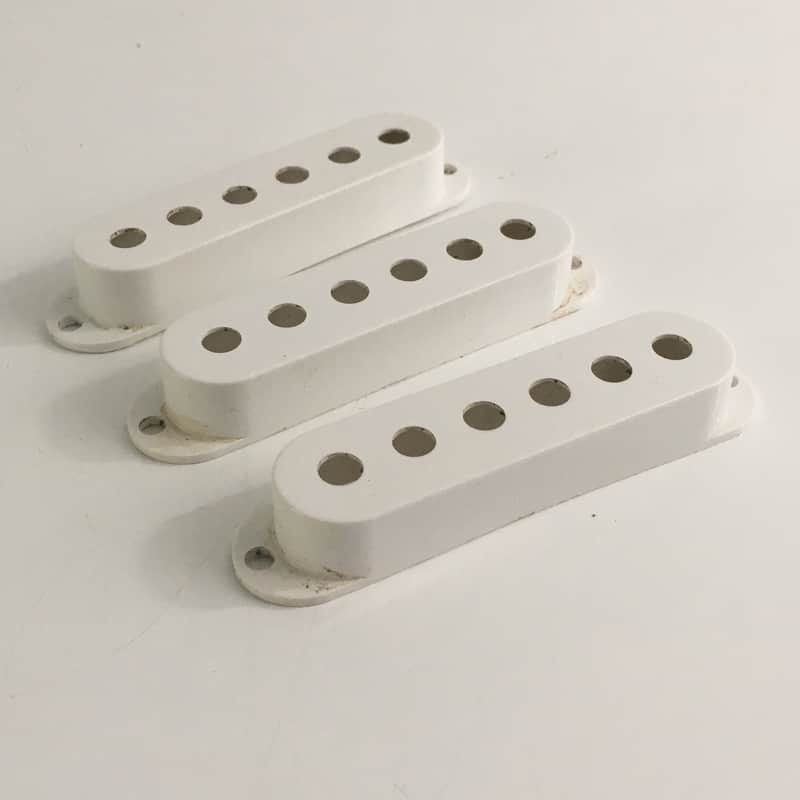 3 Genuine Fender Pure Vintage Strat Pickup Covers Electric Light NOS Relic White USA Made image 1