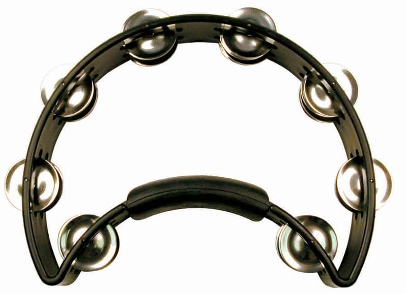 Rhythm Tech RT1010 Black Tambourine - Nickel Jingles image 1