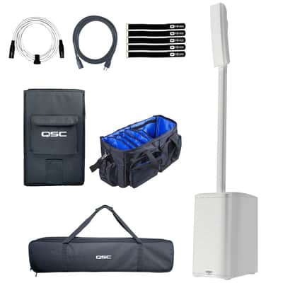 QSC KC12-WH 3000W Active Powered 3-Way Column Loudspeaker System White Pack image 1