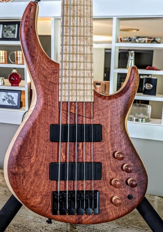 MTD Bass 535-24: Red Narra "10" top, Birdseye Maple Fingerboard, Ash Body & Neck! image 1