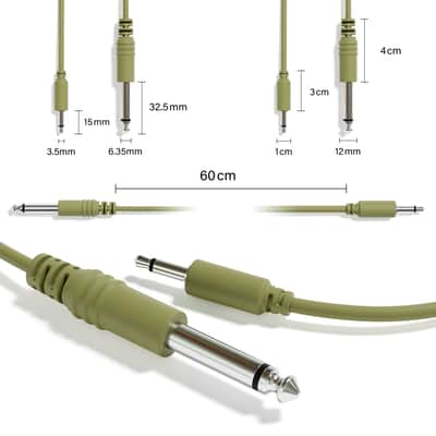 ExcelValley [Army Green | 200 cm - 78.74"] 1-Pack - Mono Patch Cables - TS 3.5mm 1/8" to 6.35mm 1/4" Eurorack Synth CV Gate image 2