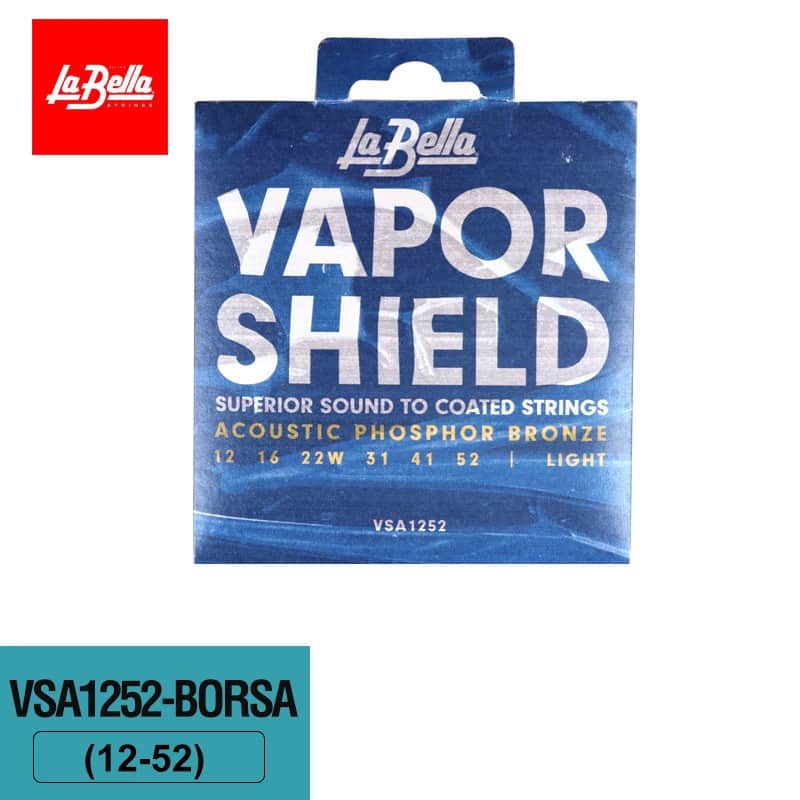 La Bella VSA1252 Vapor Shield Coated Acoustic Guitar Strings – Phosphor Bronze, Light 12-52 image 1