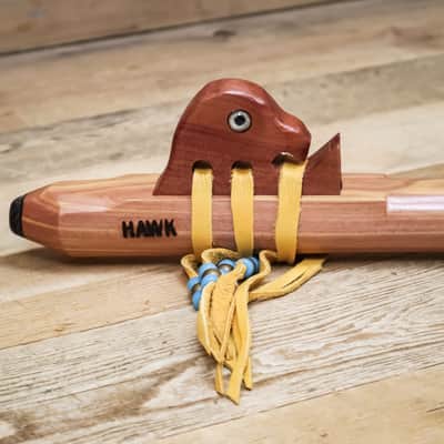 Hawk Native American Style ProLine Flute w/ Buffalo Totem E-Minor Aromatic Cedar image 3