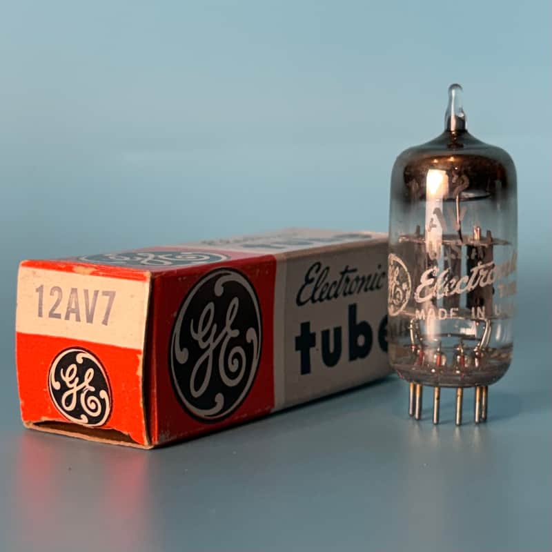 1960s General Electric 12AV7 Vintage GE Black Plate Halo Getter Vacuum Tube! T600 image 1