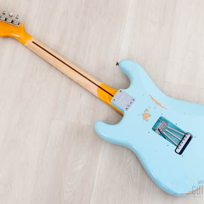 2023 Fender Custom Shop Limited Edition 1957 Stratocaster Relic Faded Daphne Blue w/ Case, COA, Tags image 13