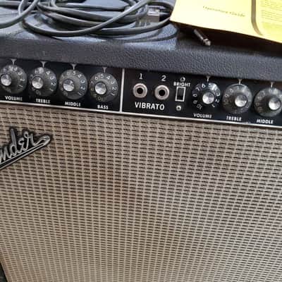 Vintage 1965 Fender Twin Reverb 2-Channel 85-Watt 2x12" JBL D120s Guitar Combo Black Panel with original paperwork and original (and newer) vibrato and spring reverb footswitch image 12
