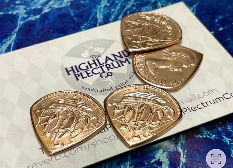 **Special Offer 20% Discount** Two (2) Queen Elizabeth 1966 Half Penny Coin Guitar Picks. image 1