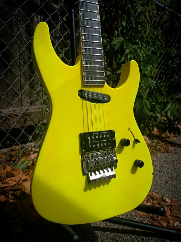 ESP Mirage Deluxe : 1987-88 era, Dayglow, Ebony, Lawsuit Headstock image 1