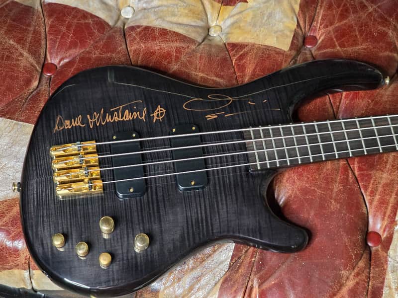 Dean DAVE MUSTAINE owned MEGADETH Studio Jazz Professional Bass Artist Signed - Wrote bass parts for Dystopia and Super Collider albums AAA Flame image 1