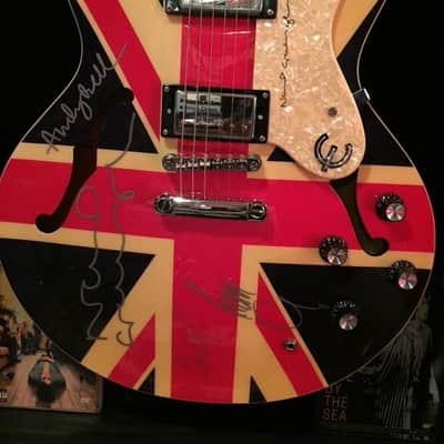 Epiphone Supernova late 90's - Union Jack -signed by Oasis in silver marker with COA and HSC image 7