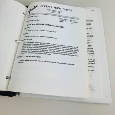 Fender Guitar Service Manual Binder 1996 image 11