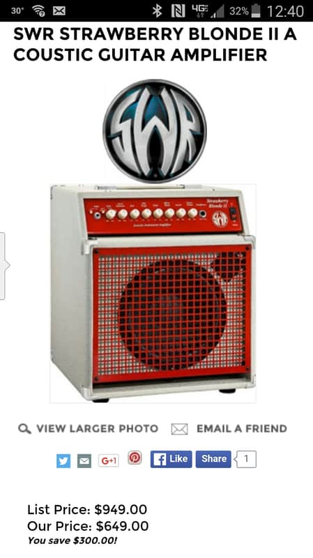 SWR STRAWBERRY BLONDE II Acoustic amplifier image 1