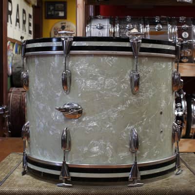 1960s Slingerland Gene Krupa Deluxe Outfit in White Marine Pearl 14x20 9x13 16x16 image 4