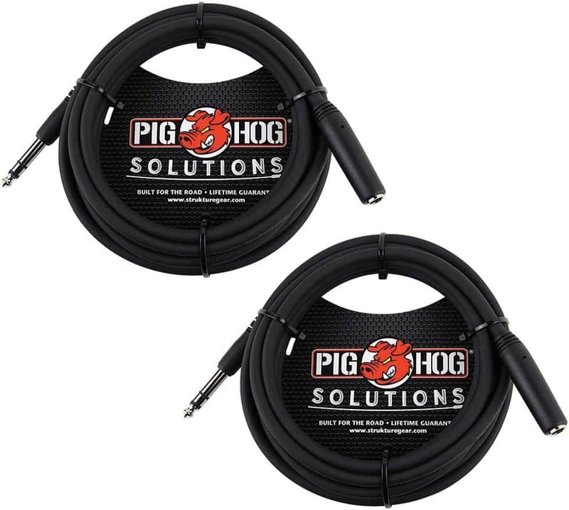 Mint Pig Hog PHX14-10 1/4" TRSF to 1/4" TRSM Headphone Extension Cable, 10 Feet (2-Pack) image 1