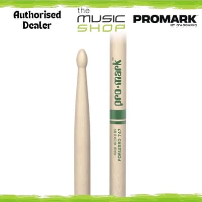 Pair of Promark Forward 747 Raw Hickory Wood Tip Drumsticks- TXR747W Drum Sticks image 1