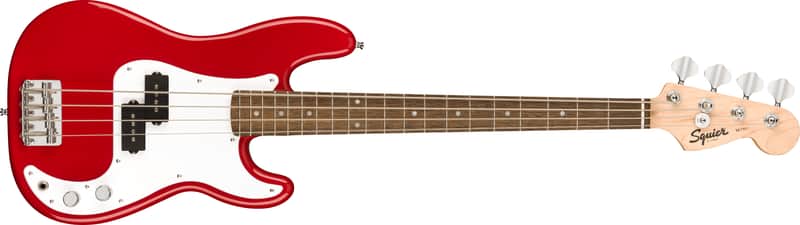 Squier Mini Precision Bass 4-String Bass Guitar, Maple Neck, Dakota Red Finish image 1