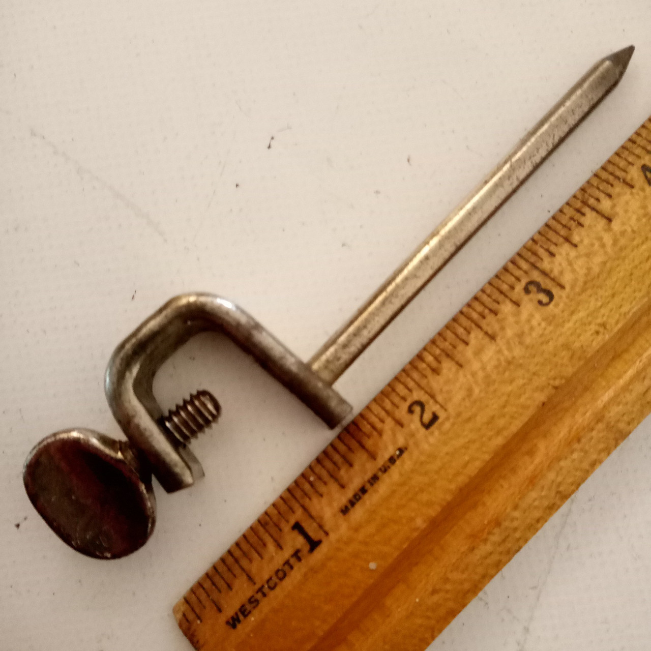 Leedy/Ludwig Bass Drum Clamp-On Spur Mount Fixed Spike/Leg Nickel Vintage20s USA — main photograph