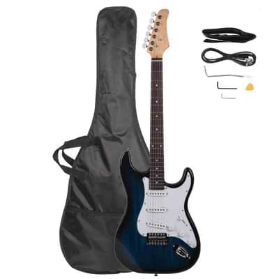 Cxxss Blue School Music Electric Guitar Set w/ Gig Bag Strap Cord for Beginner image 4