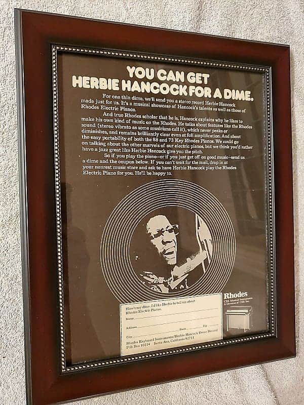 1974 Fender Rhodes Promotional Ad Framed Herbie Hancock Original image 1