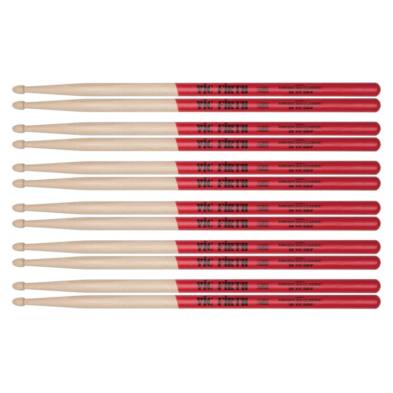 Vic Firth American Classic 5B Vic Grip Wood Tip Drum Sticks (6 Pair Bundle) image 1