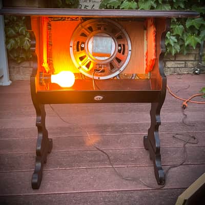 Rotary Connection Wild 1x10 guitar speaker cabinet on legs! Semi closed. Real wood. Lights up. Vintage CTS 10” Alnico speaker. One of a kind / one off. 2026 - Wood image 12