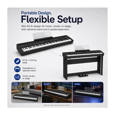 Immagine Roland FP-90X Portable Digital Piano with Stand, Pedal Unit & Seat Bundle - 7
