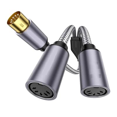 MIDI Splitter Cable， 5-PIN DIN Male to Dual Female 60CM / 2ft Professional Audio Signal Duplicator for Keyboards,Synthesizers & Interfaces,Studio-Quality Oxygen-Free Copper Core​ image 1